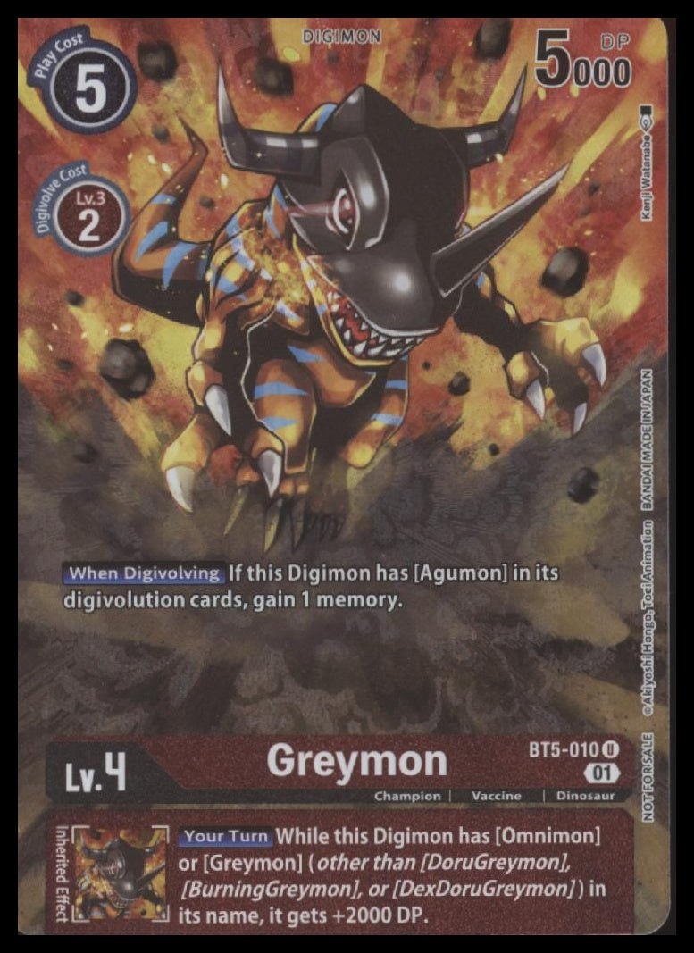 Digimon - Greymon Premier TO Event June 2021 - Battle of Omni - #BT5-010 - NM #1