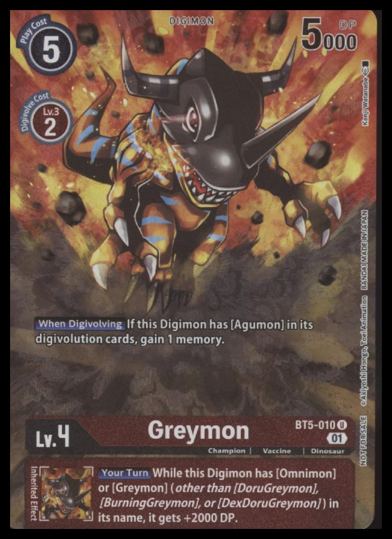 Digimon - Greymon Premier TO Event June 2021 - Battle of Omni - #BT5-010 - NM #2