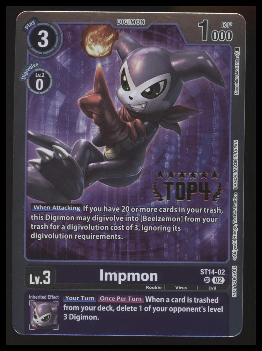Digimon - Impmon - 3-On-3 November 2023 - Top 4 - #ST14-02 - NM #1