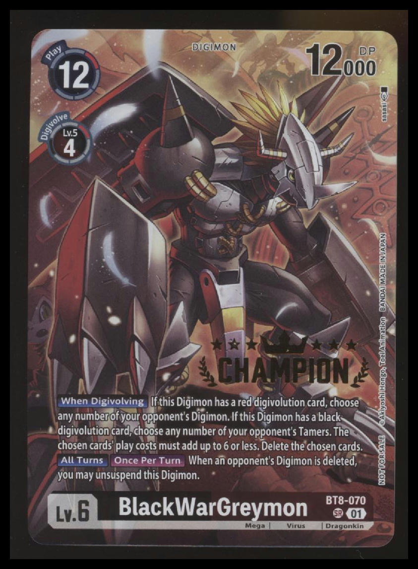 Digimon - BlackWarGreymon - 3-On-3 Champion - Battle of Omni - #BT5-069 - NM