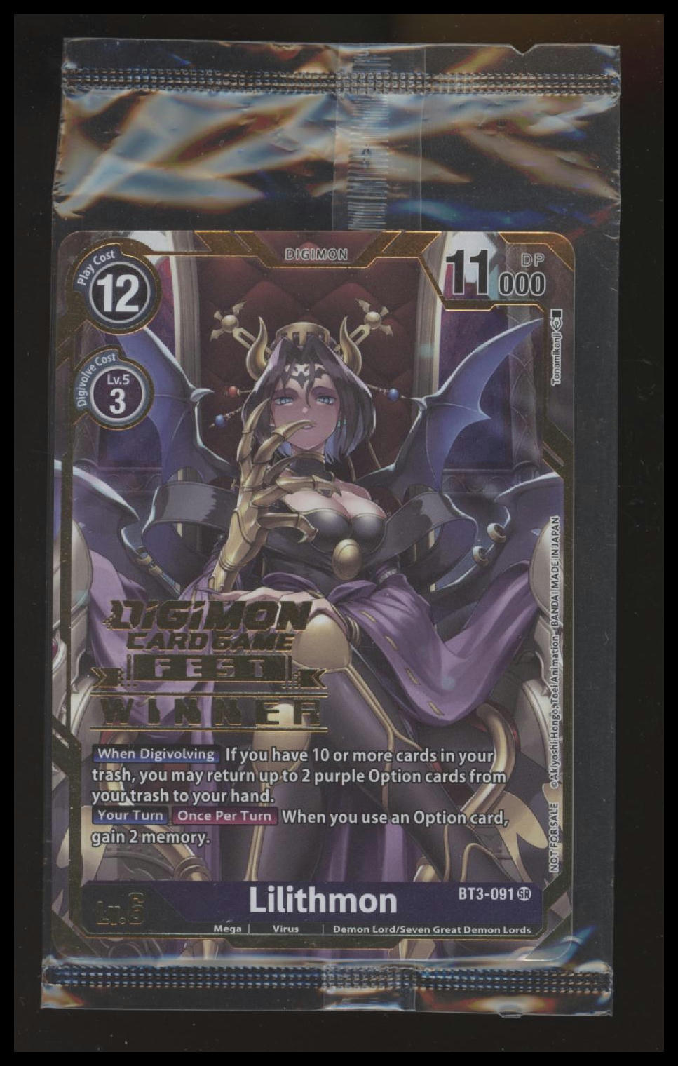 Digimon - Lilithmon - Card Game Fest - Winner - BT3-091 SR - Sealed
