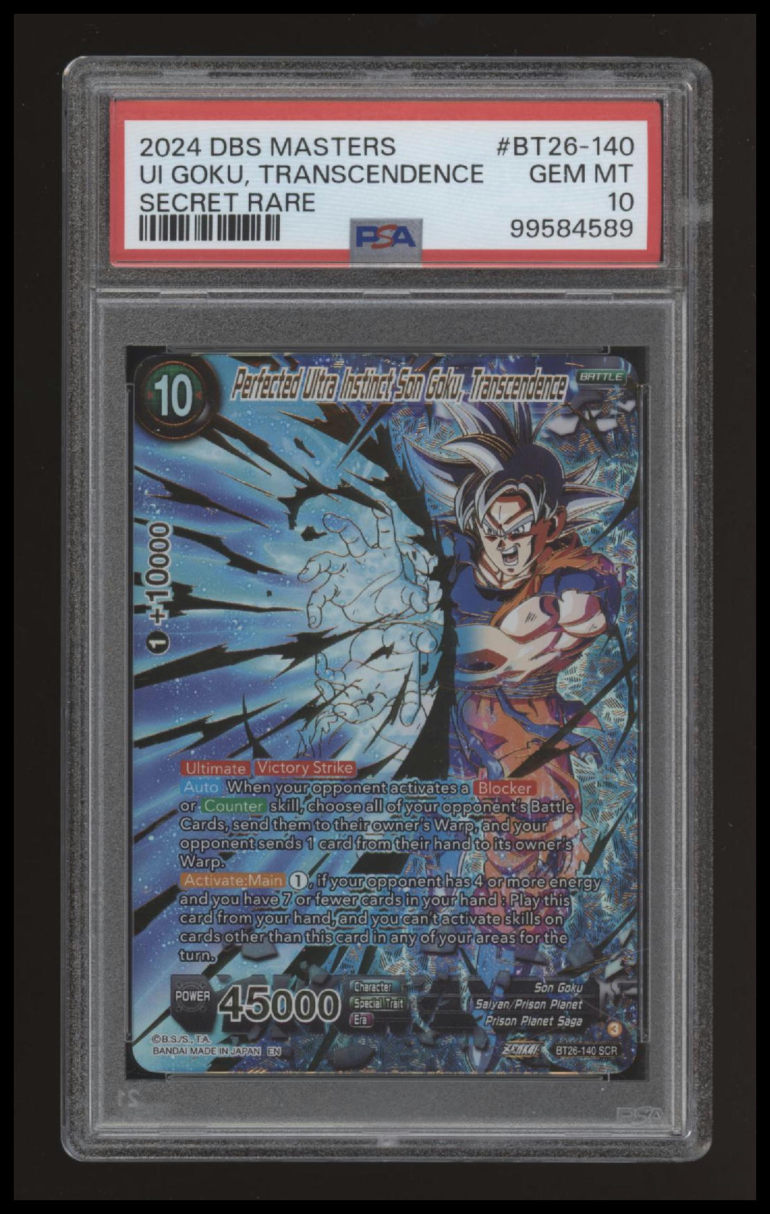 DBS - Perfected Ultra Instinct Son Goku, Transcendence - BT26-140 SCR - PSA 10